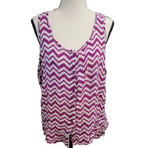 Faded Glory Sz XL (16 - 18) Purple Chevron Stripes Sleeveless Tank Blouse